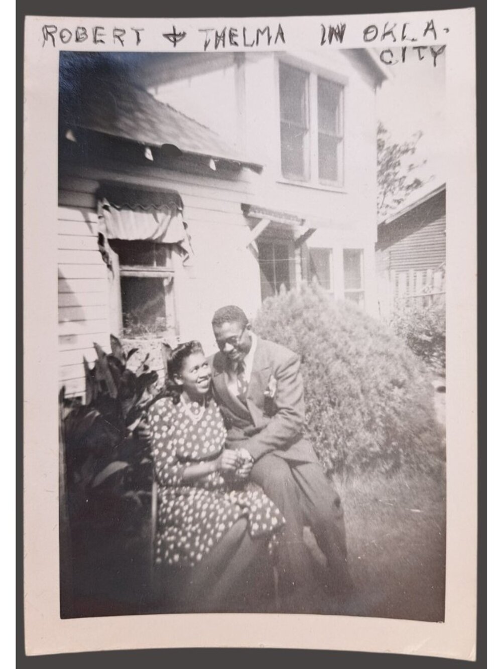 Vintage Black White Found Photo African American Couple Sitting Oklahoma 1940s